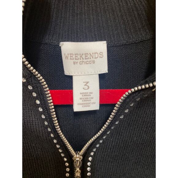 Weekends by Chicos black sweater size 3 - Picture 3 of 7